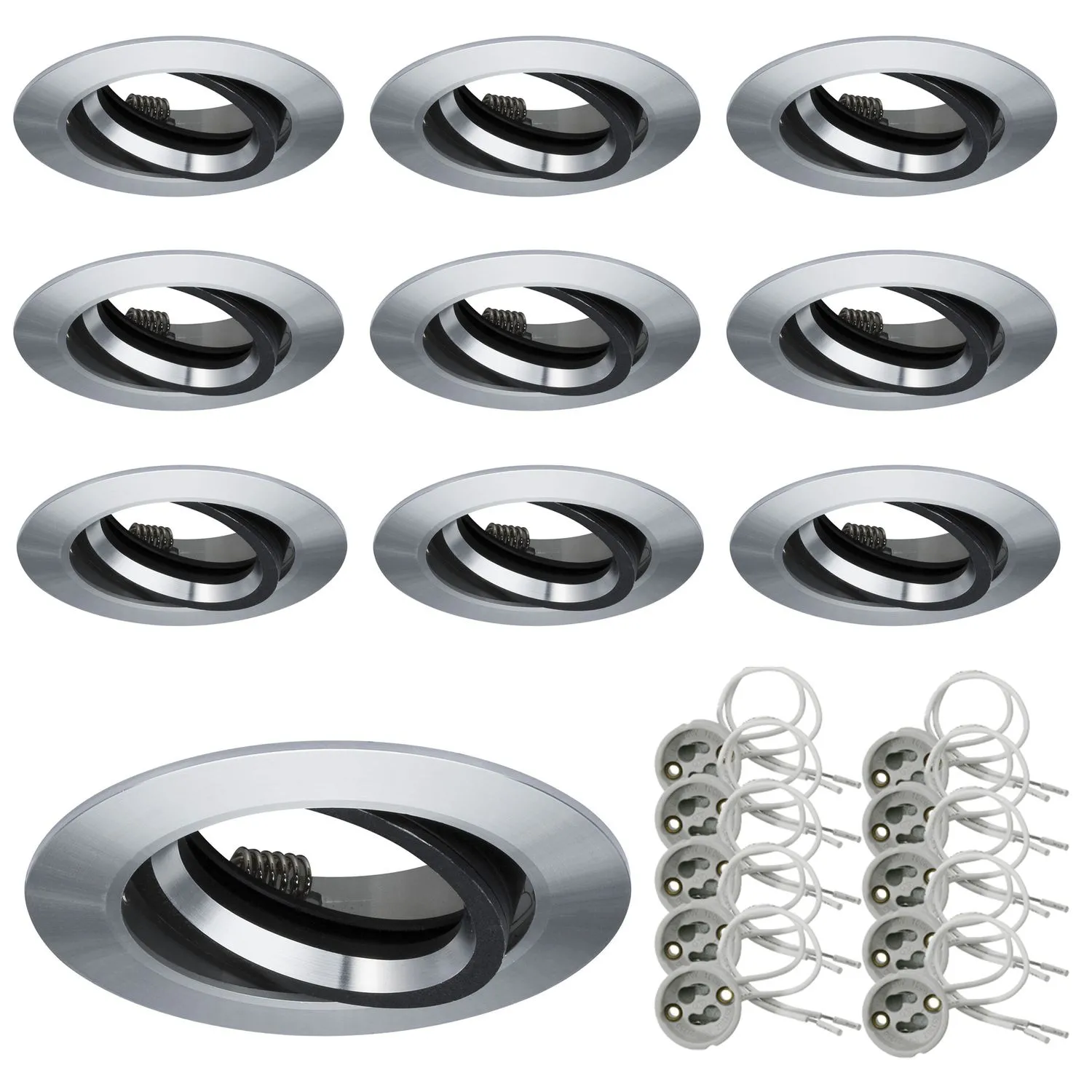 10er Set Paulmann Einbauleuchten schwenkbar Alu Schwarz Einbaustrahler 10er Pack inkl. GU10 Sockel für LED geeignet