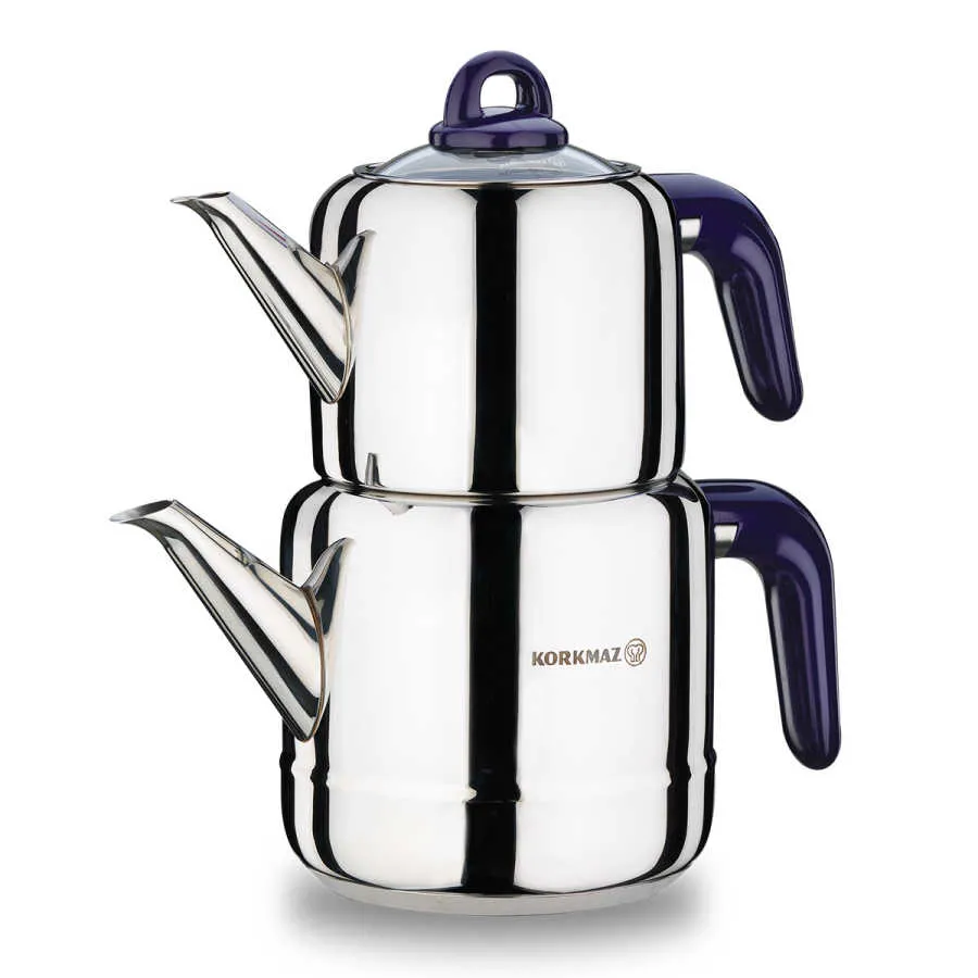 Korkmaz Teekanne HERA A048 Silber-Lavendel Induktion 1,1 L - 1,9 L