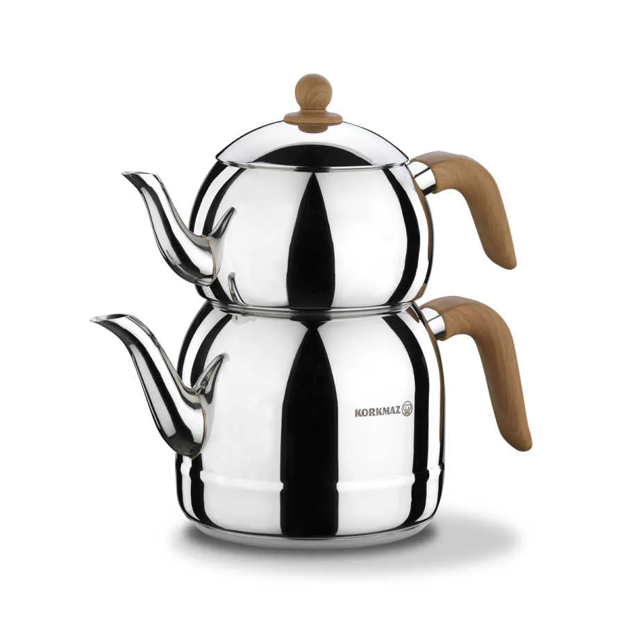 Korkmaz RETRO A196 Türkische Teekanne Holzoptik Induktion 1,1 - 2,5 L