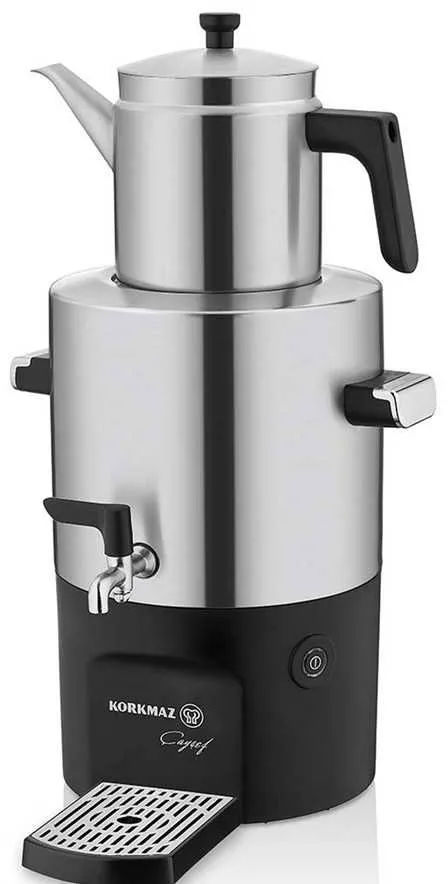 Korkmaz Samowar CAYSEF A841 Silber MATT 2 Liter + 5 Liter