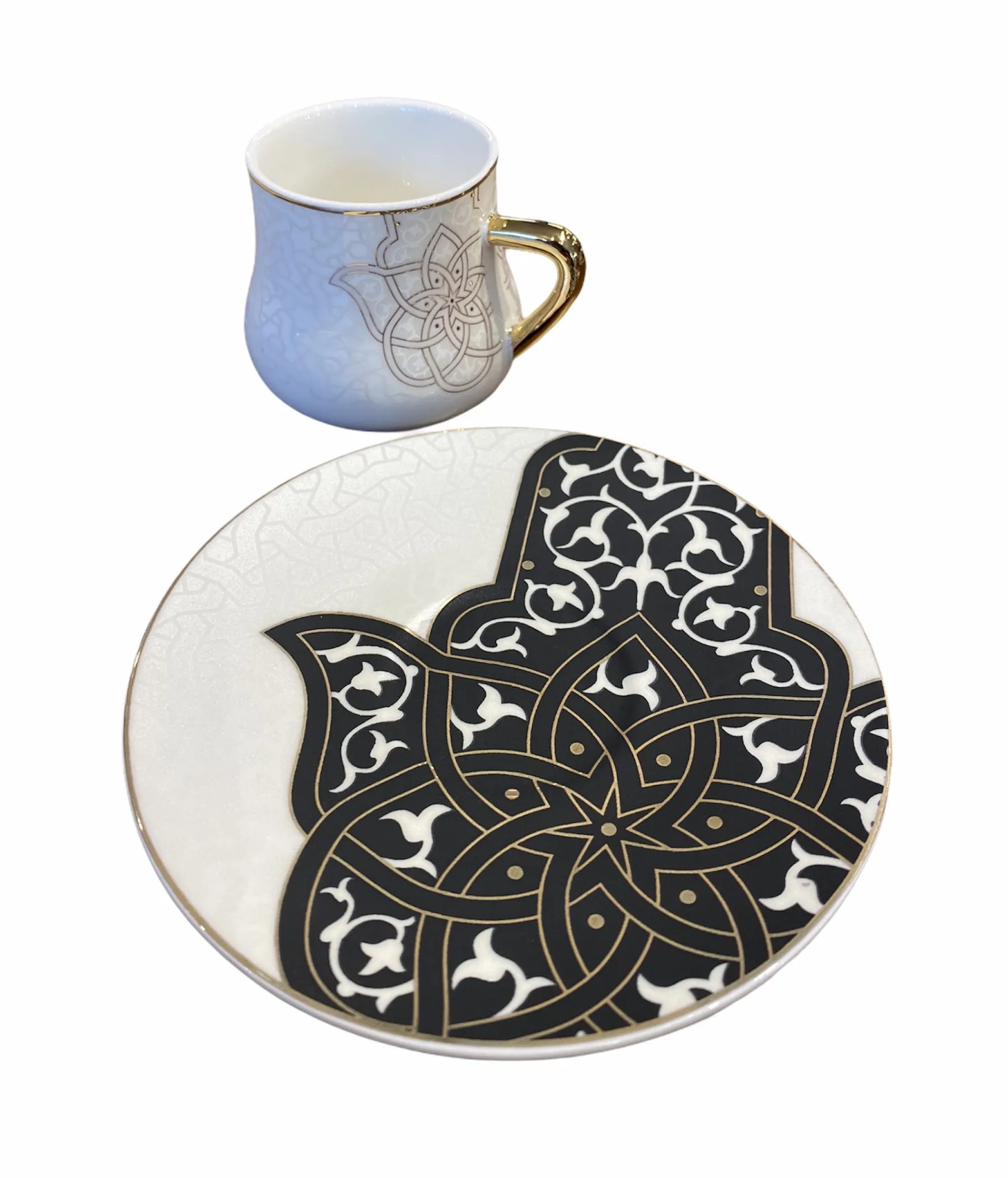 ANCIENT Design Mokkatassen Espressotassen Set Schwarz-Weiß 12-teilig