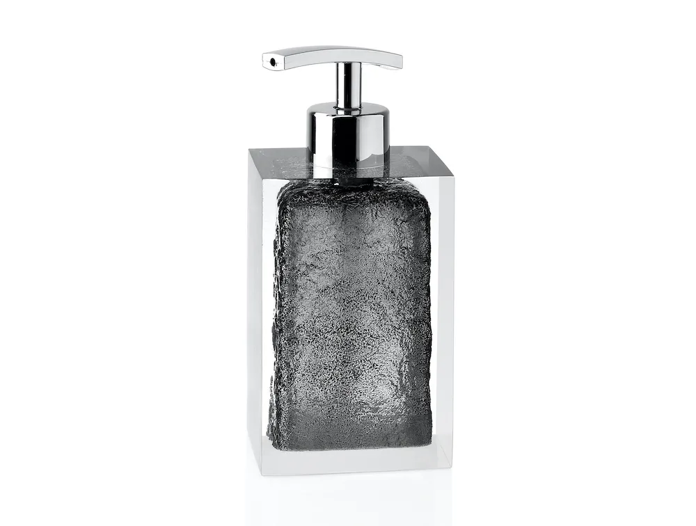 ICE BLACK Acryl Badaccessoire Seifenspender 7x6x17cm