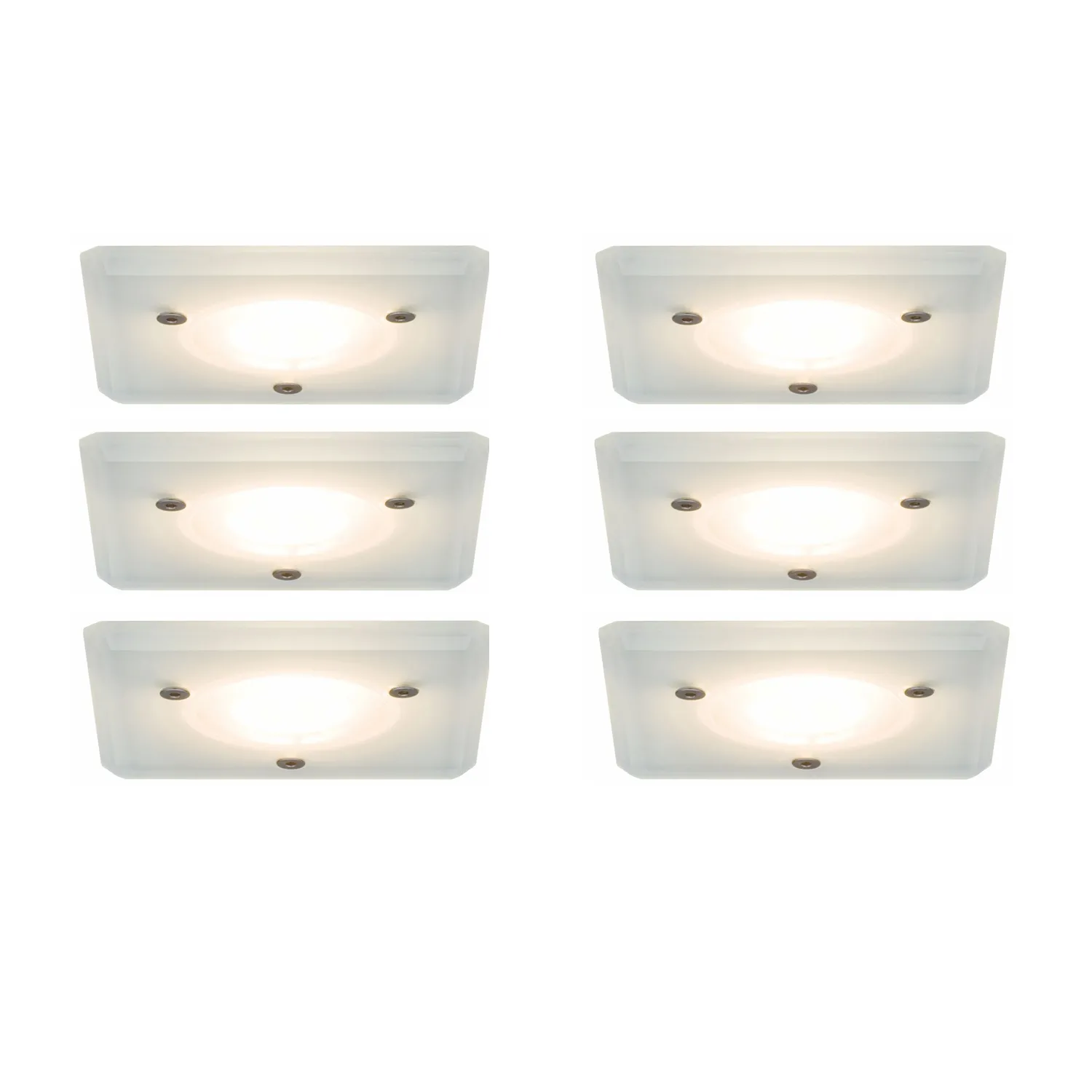 6x 6,5W Einbauleuchten inkl. GU10 LED warmweiss und Fassung IP44 Aqua Mood eckig Glas Satin 230V 425lm ergibt 50W