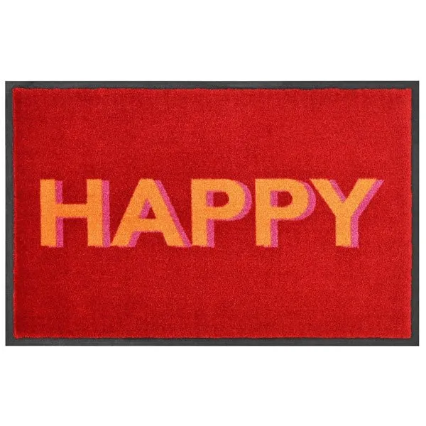 Gift Company Fußmatte waschbar Happy Rot (75x50cm)