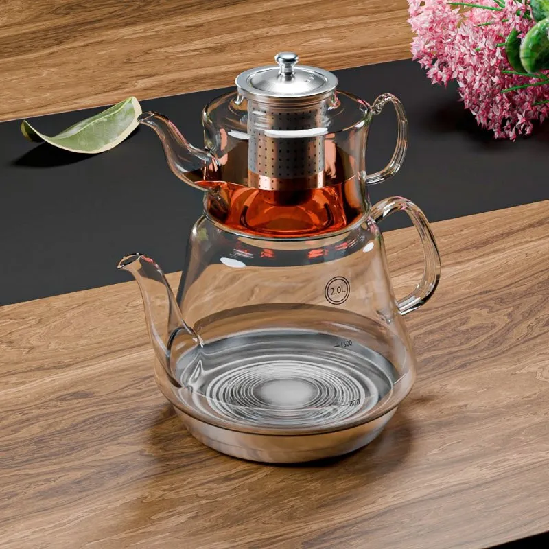 Design Türkische Teekanne aus GLAS - Hitzebeständig und Induktion