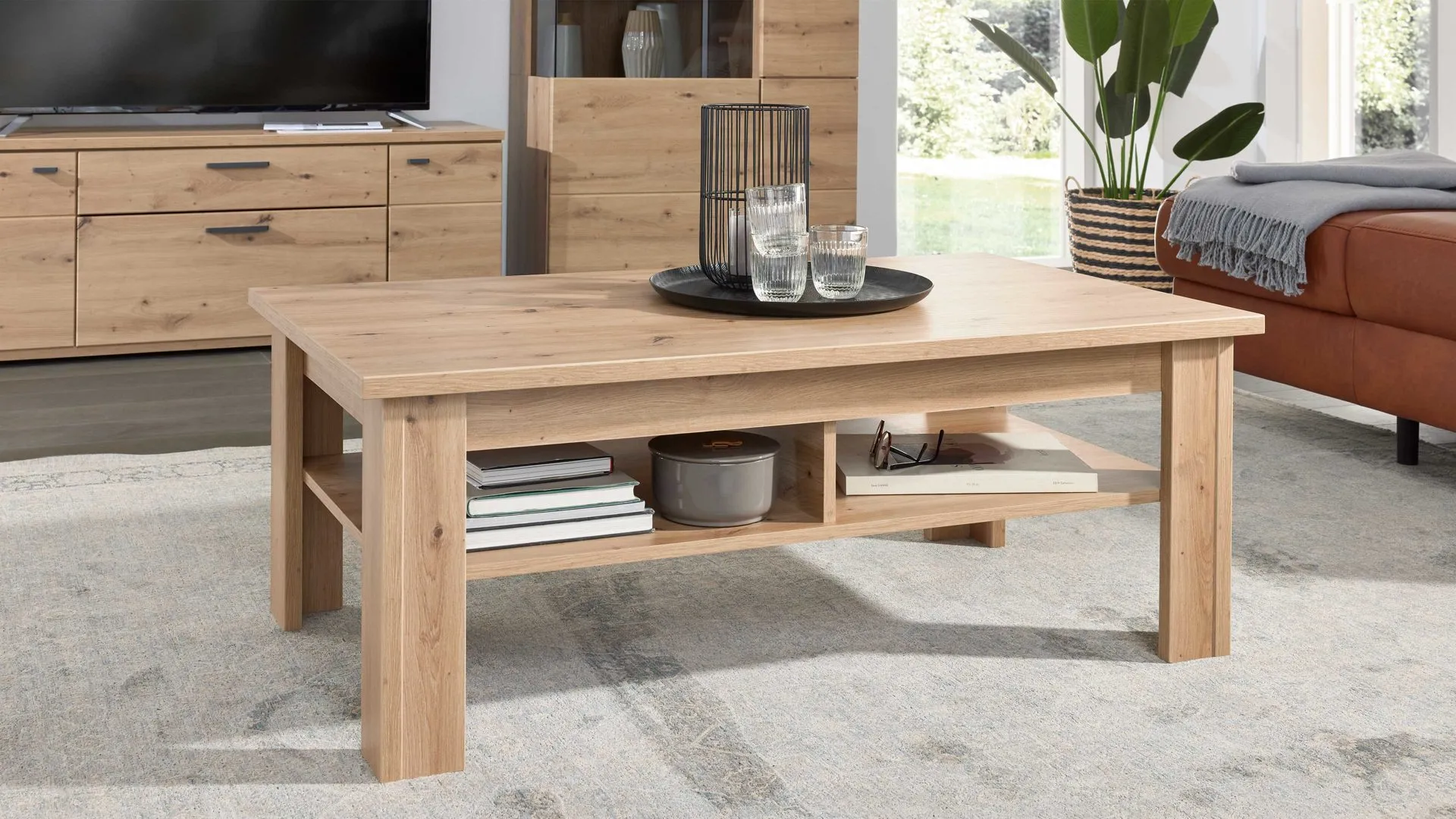 Interliving Wohnzimmer Serie 2110 - Couchtisch XC1.120, Alteiche - ca. 120 x 70 cm