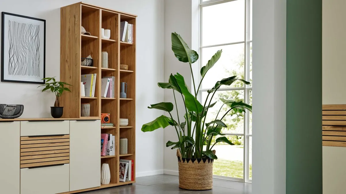 Interliving Wohnzimmer Serie 2032 - Regalkombination EB09061, Risseiche - dreiteilig