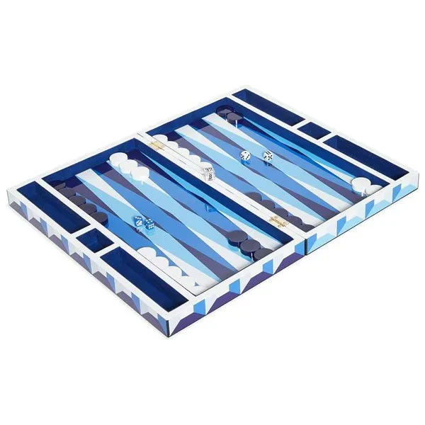 Jonathan Adler Backgammon Set Sorrento Blau