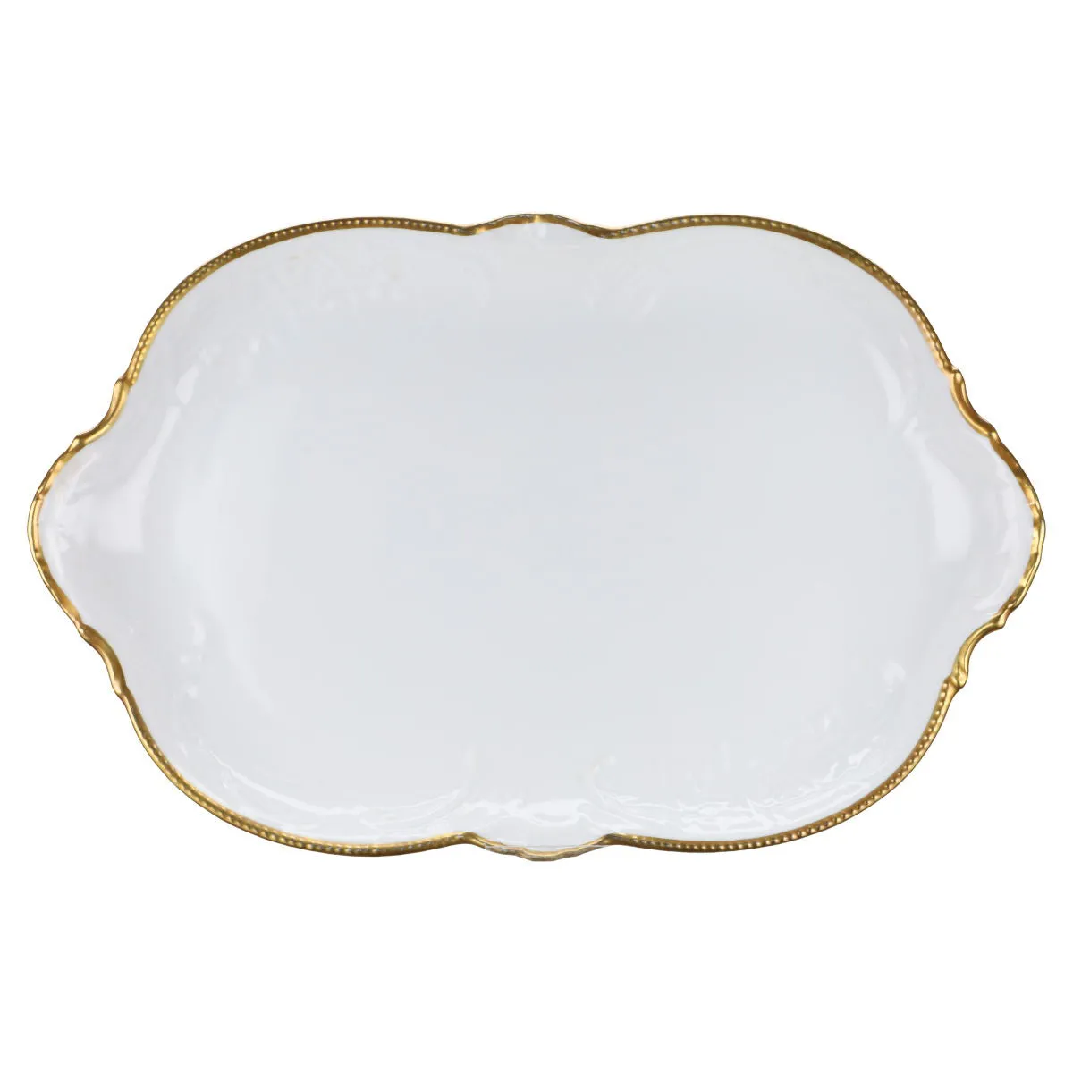 Fleischplatte mittelgroß - Rosenthal Sanssouci weiß Poliergoldband 4 mm