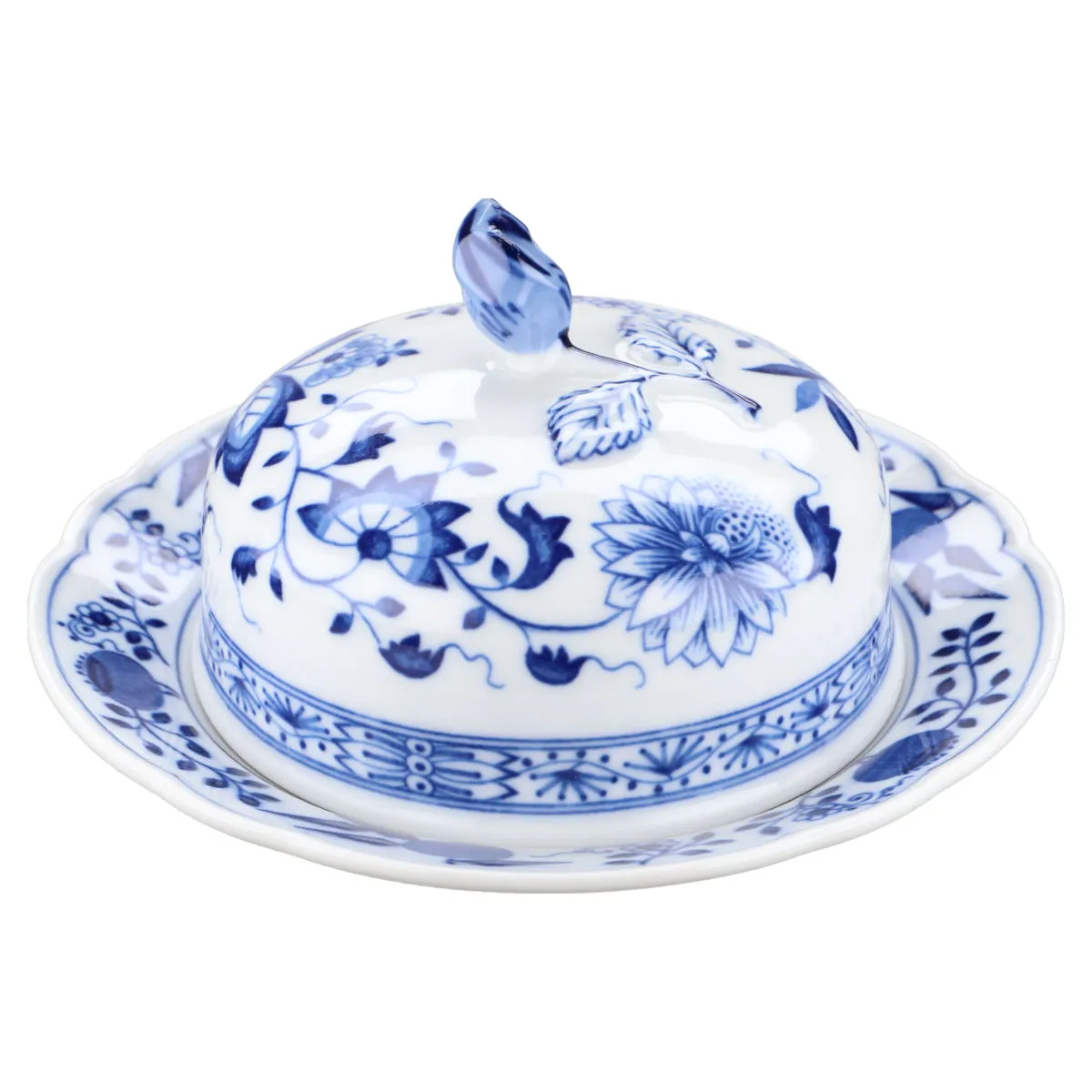 Butterdose rund klein mit Knospe - Hutschenreuther Maria Theresia Zwiebelmuster II.Wahl