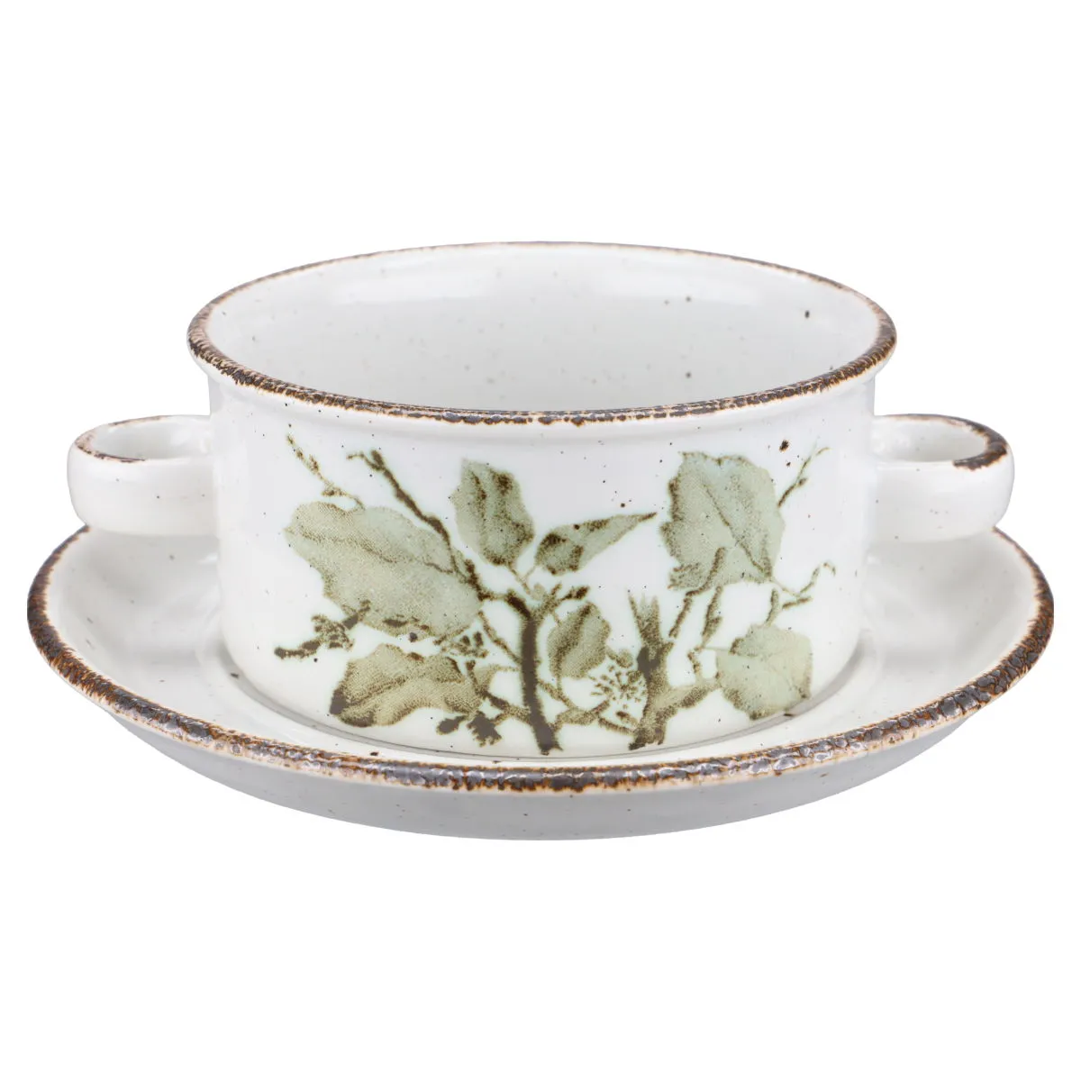 Suppentasse mit Untere - Midwinter Stonehenge Green Leaves