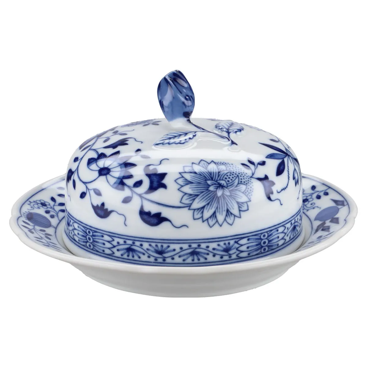 Butterdose rund klein mit Knospe - Hutschenreuther Maria Theresia Zwiebelmuster I.Wahl