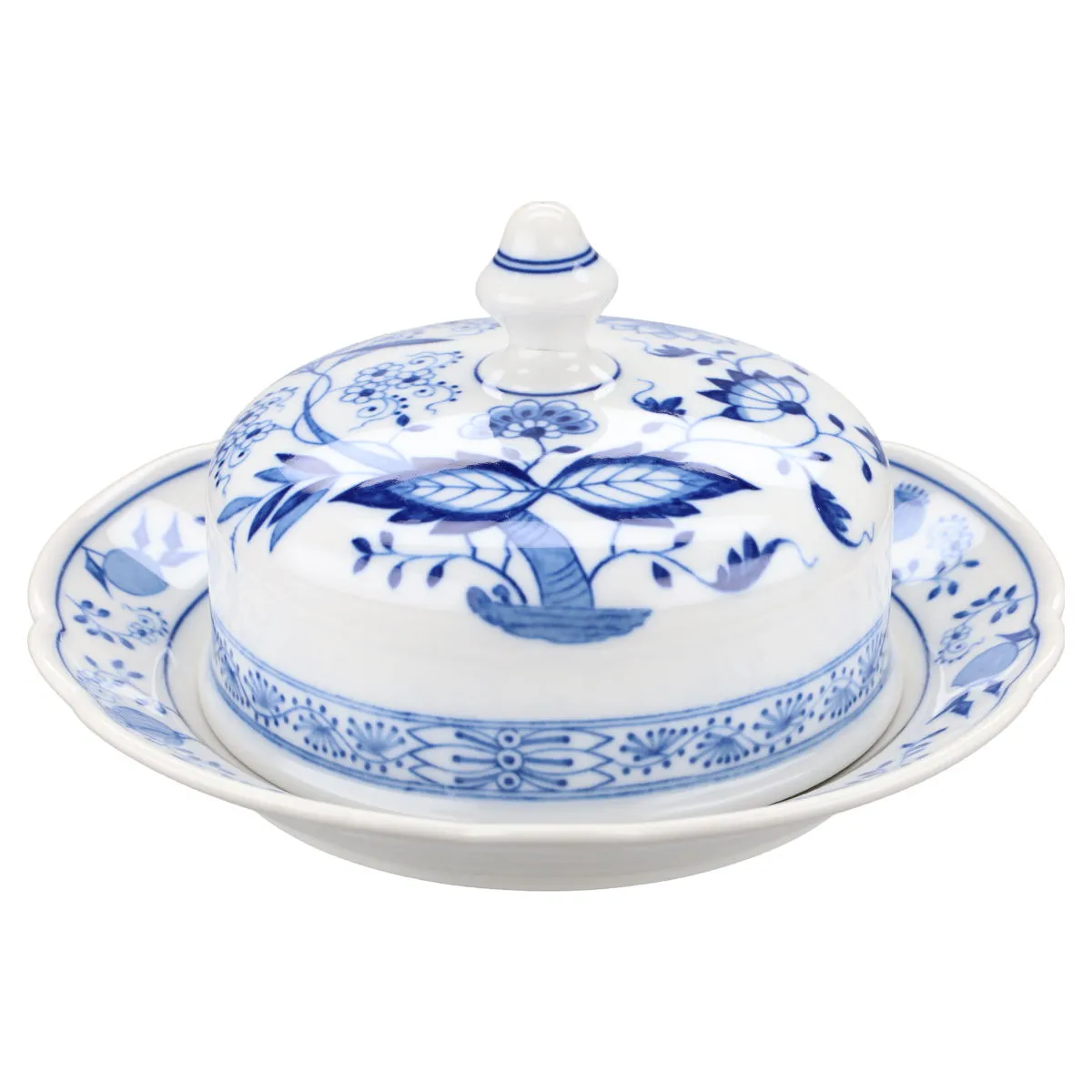 Butterdose rund glatter Knauf - Hutschenreuther Maria Theresia Zwiebelmuster I.Wahl