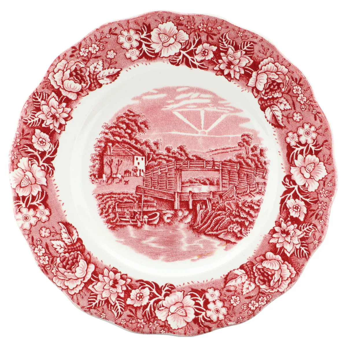 Kuchenteller - Palissy Thames River Scenes rot /red