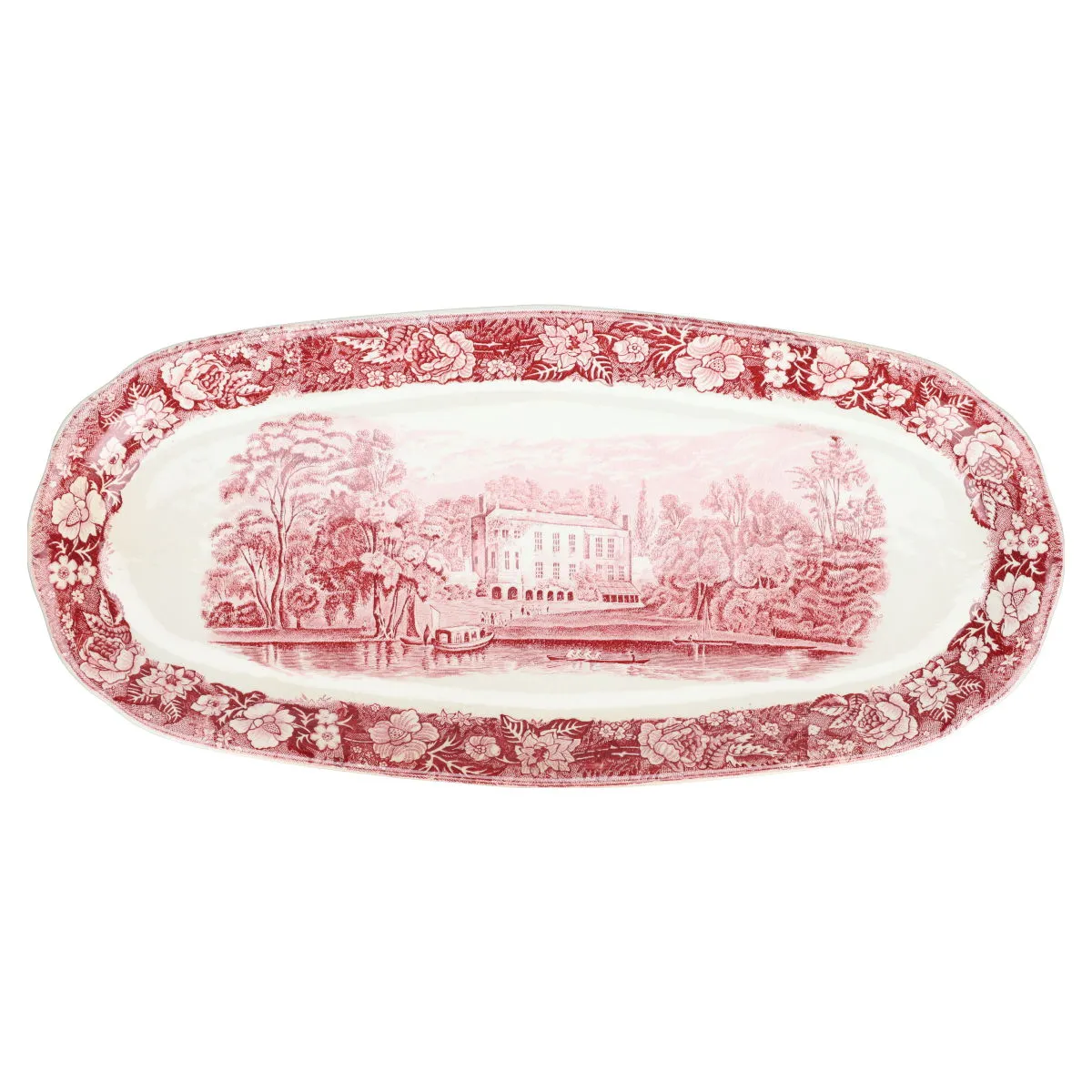 Königskuchenplatte - Palissy Thames River Scenes rot /red