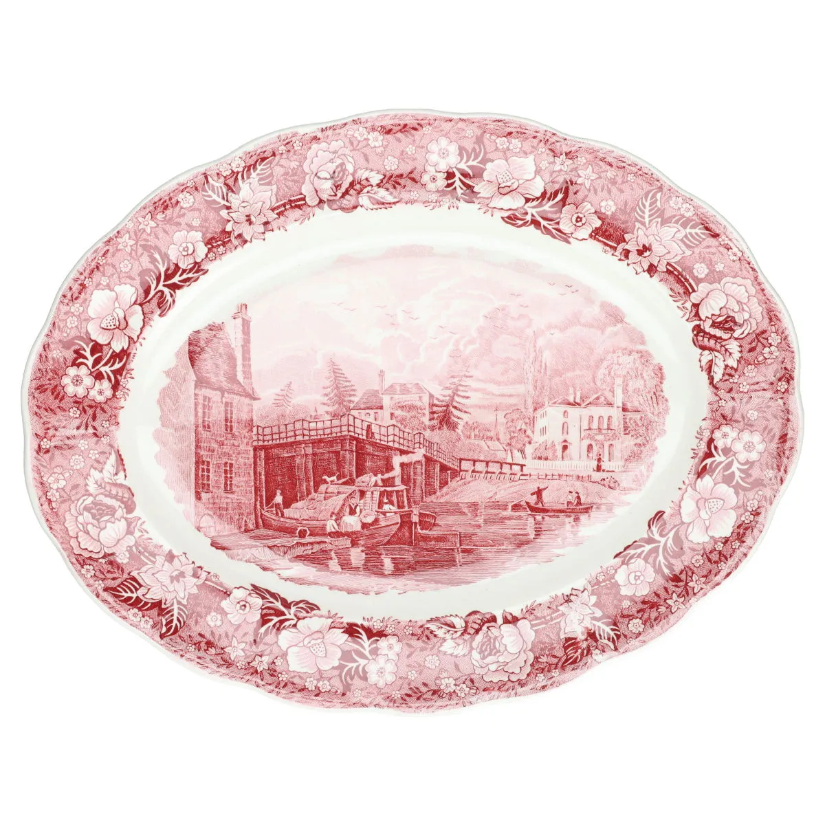 Fleischplatte mittelgroß - Palissy Thames River Scenes rot /red