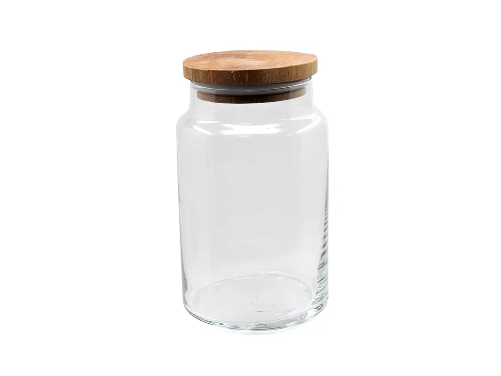 Lav SER 8x15cm Aufbewahrungsbehälter aus Glas mit Holzdeckel