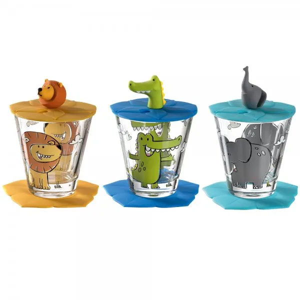 LEONARDO Kindertrinkset Bambini Löwe Krokodil Elefant (9-tlg.)