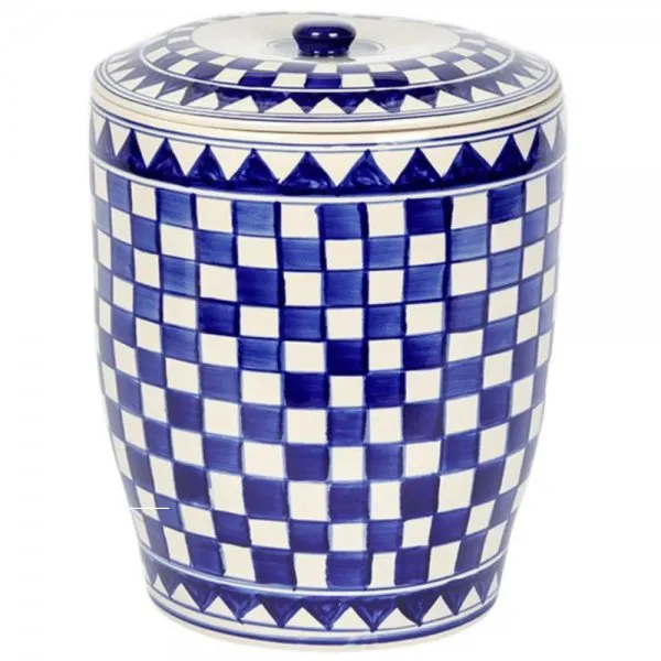 Lambert Brottopf Groß mit Deckel Küchenkaro White/Blue (28cm)