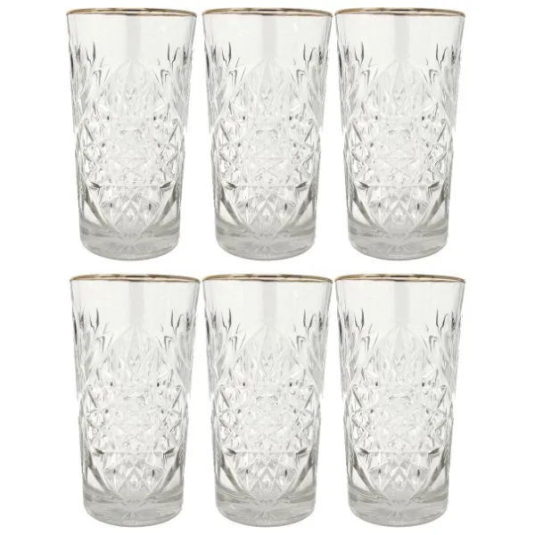 Libbey Longdrinkgläser Hobstar Goldrand (6-teilig)