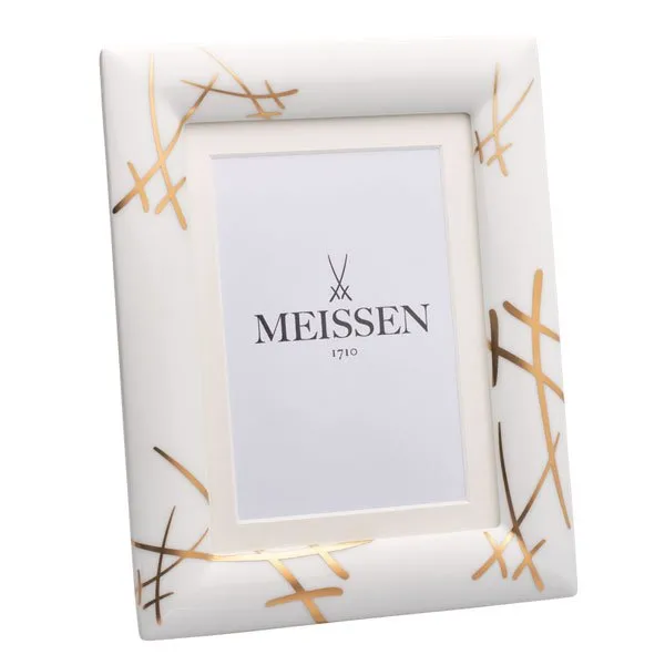 Meissen Bilderrahmen mit goldenen Schwertern (18x23cm)