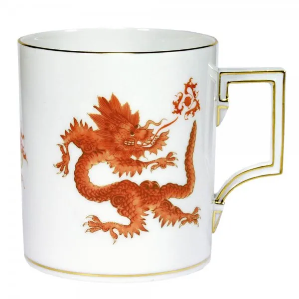 Meissen Henkelbecher Berlin Ming Drache Rot mit Goldrand