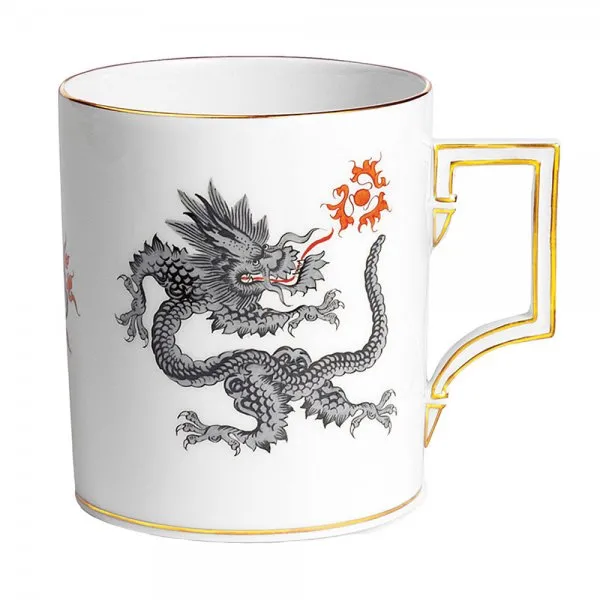 Meissen Henkelbecher Berlin Ming Drache Schwarz mit Goldrand