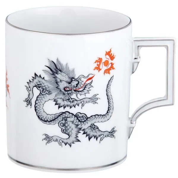 Meissen Henkelbecher Berlin Ming Drache Schwarz mit Platinrand