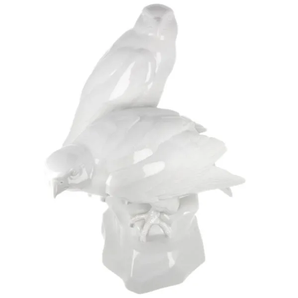 Meissen Porzellanfigur Vogelgruppe Falken Weiß
