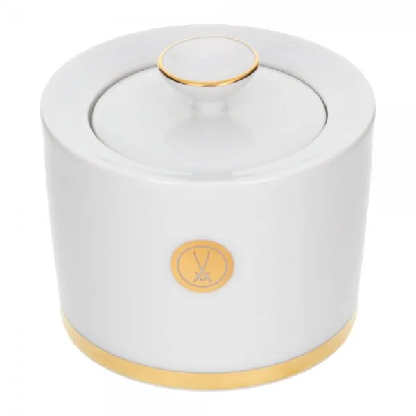 Meissen Zuckerdose mit Deckel Swords Luxury Gold Schwertermedaillon No 41