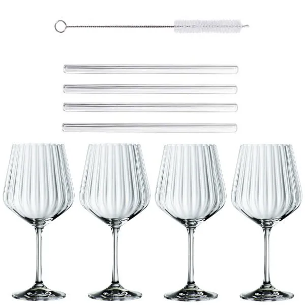 Nachtmann Gin & Tonic Gläser mit Glastrinkhalme (9-teilig)