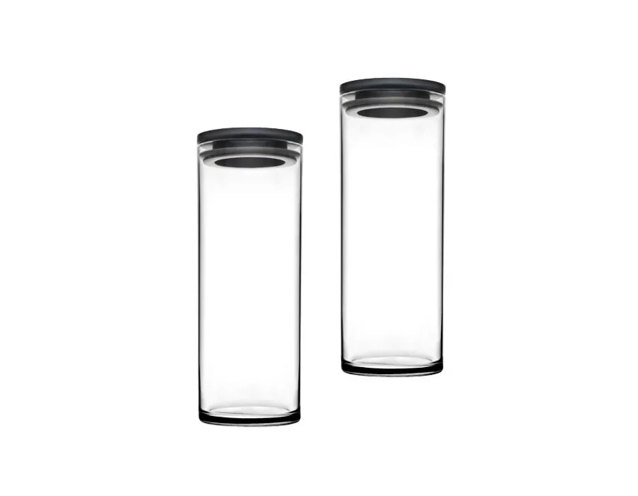 Pasabahce 43756 Breakfast Club GRAU 1 Liter Aufbewahrungsbehälter 2er Set