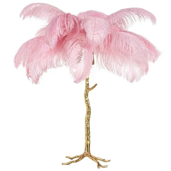 Richmond Interiors Tischlampe mit Straußenfedern Upanova Pink