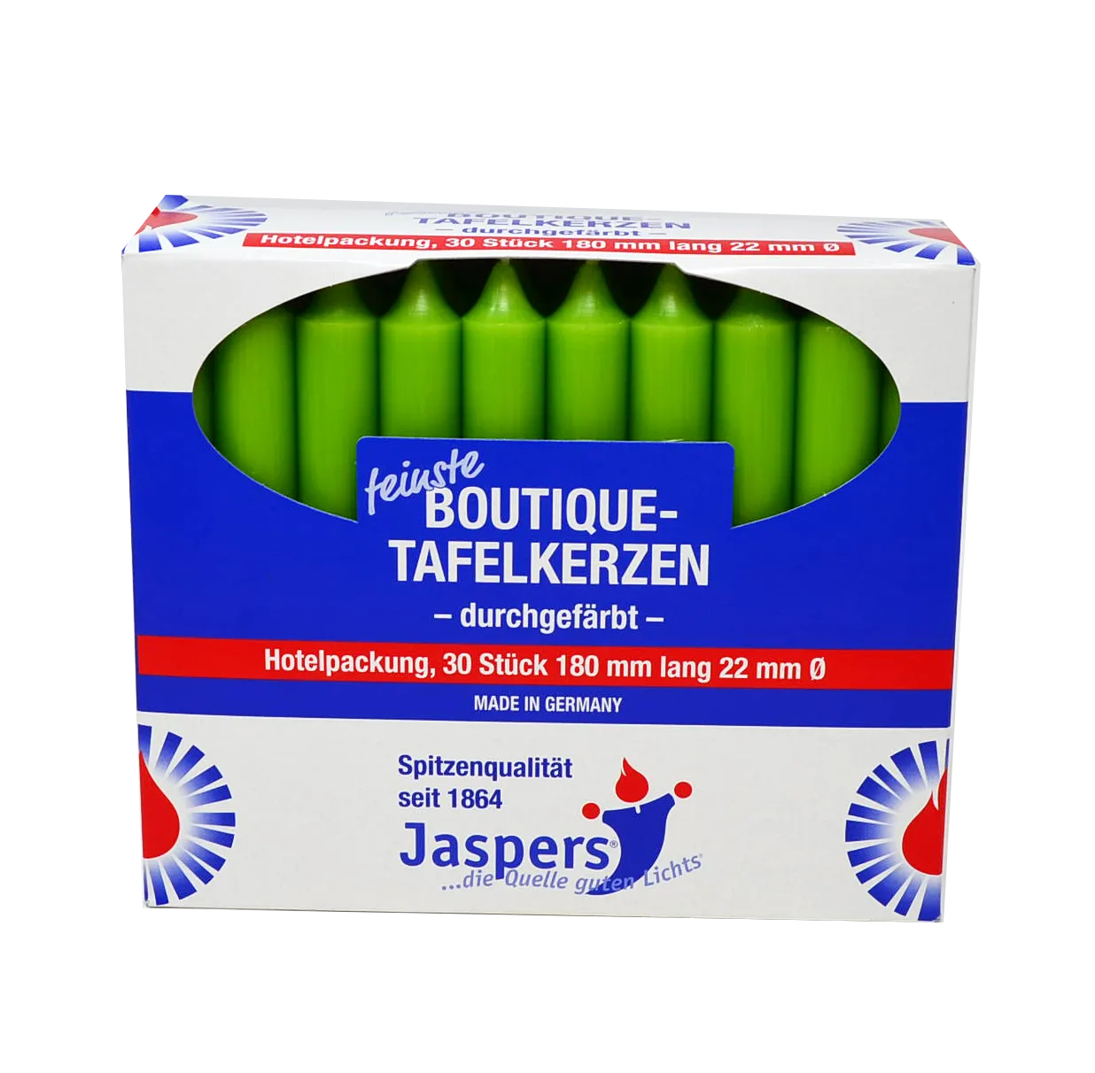 Boutique-Tafelkerzen kiwi 30er Pack durchgefärbt