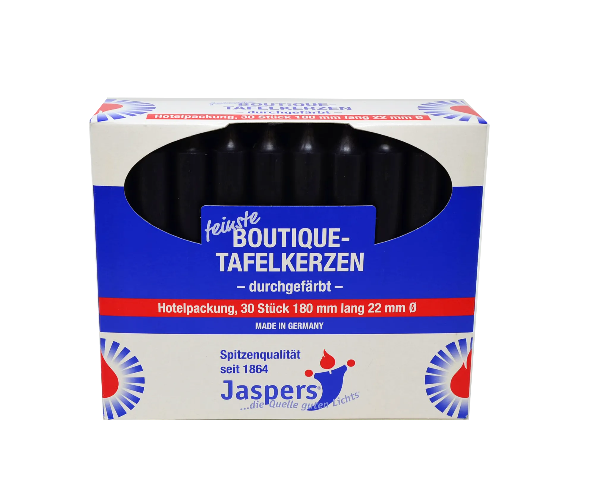 Boutique-Tafelkerzen schwarz 30er Pack durchgefärbt