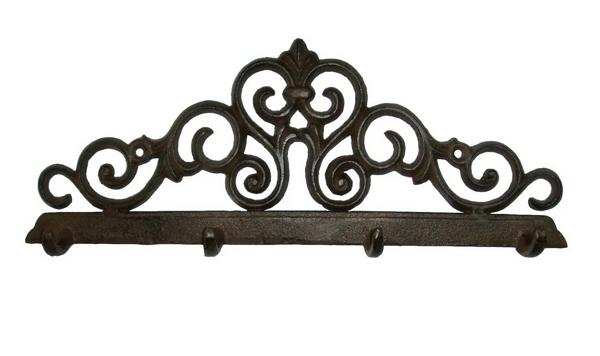 Wandgarderobe Gusseisen Antik Rostlook Ornament mit 4 Haken