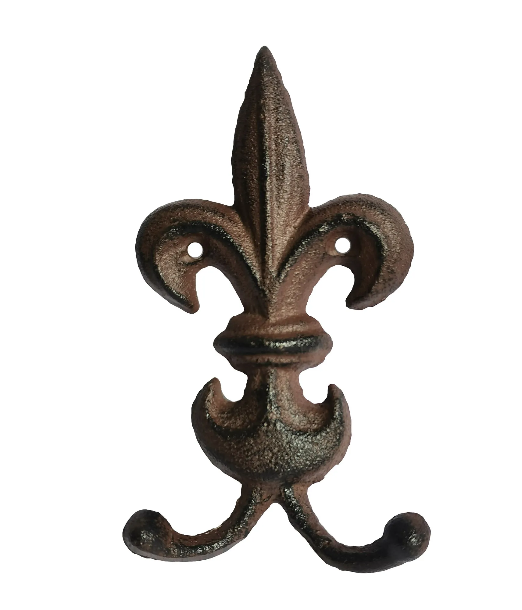 Wandgarderobe Gusseisen Antik Rostlook Lilie mit 2 Haken