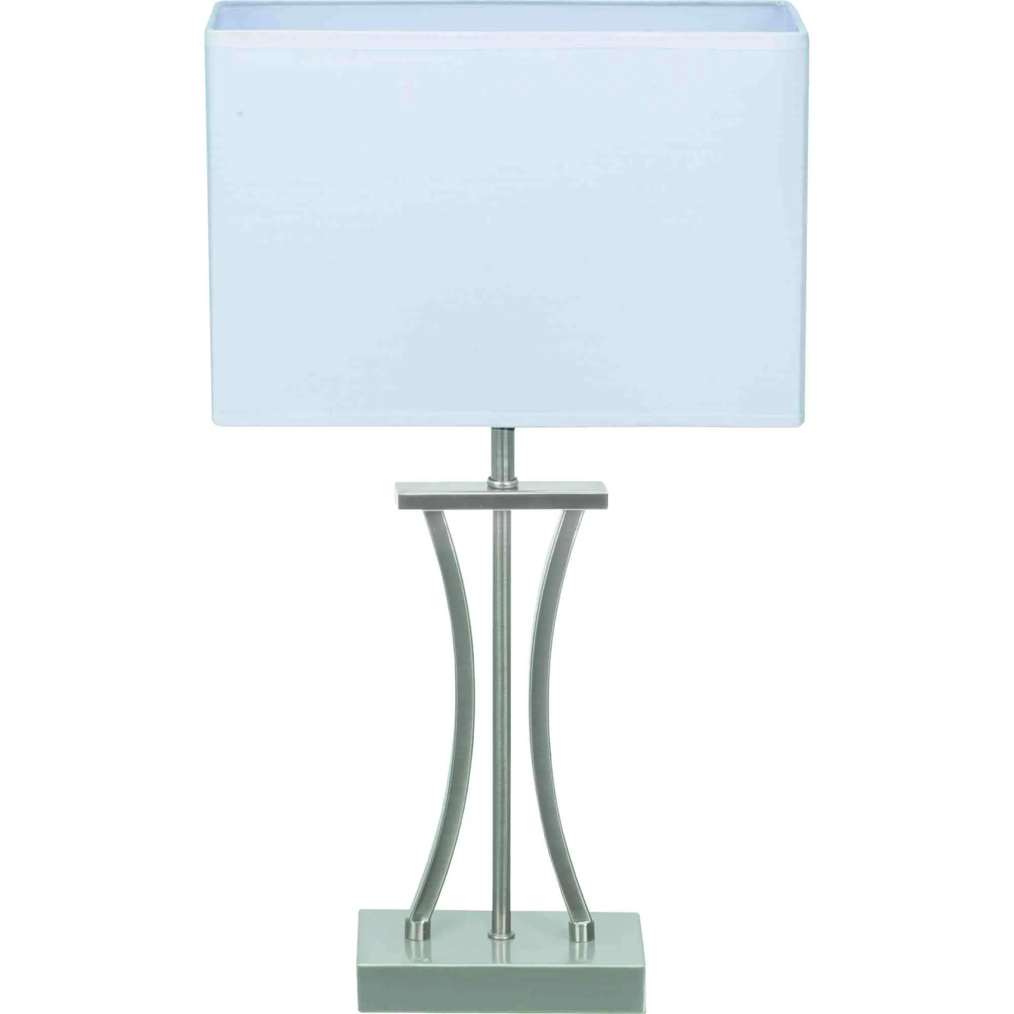 Moderne Tischlampe Korpus Metall matt mit Stoffschirm Eckig weiß Höhe 48 cm