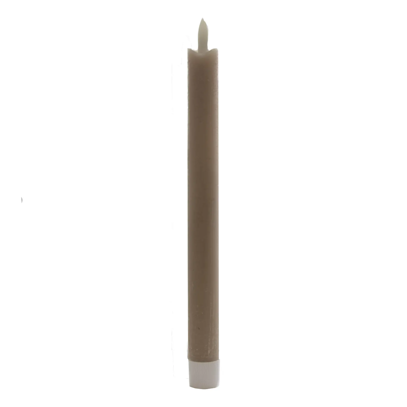 LED Echtwachs Stabkerze 24.5 cm mit Flackereffekt und Timer taupe
