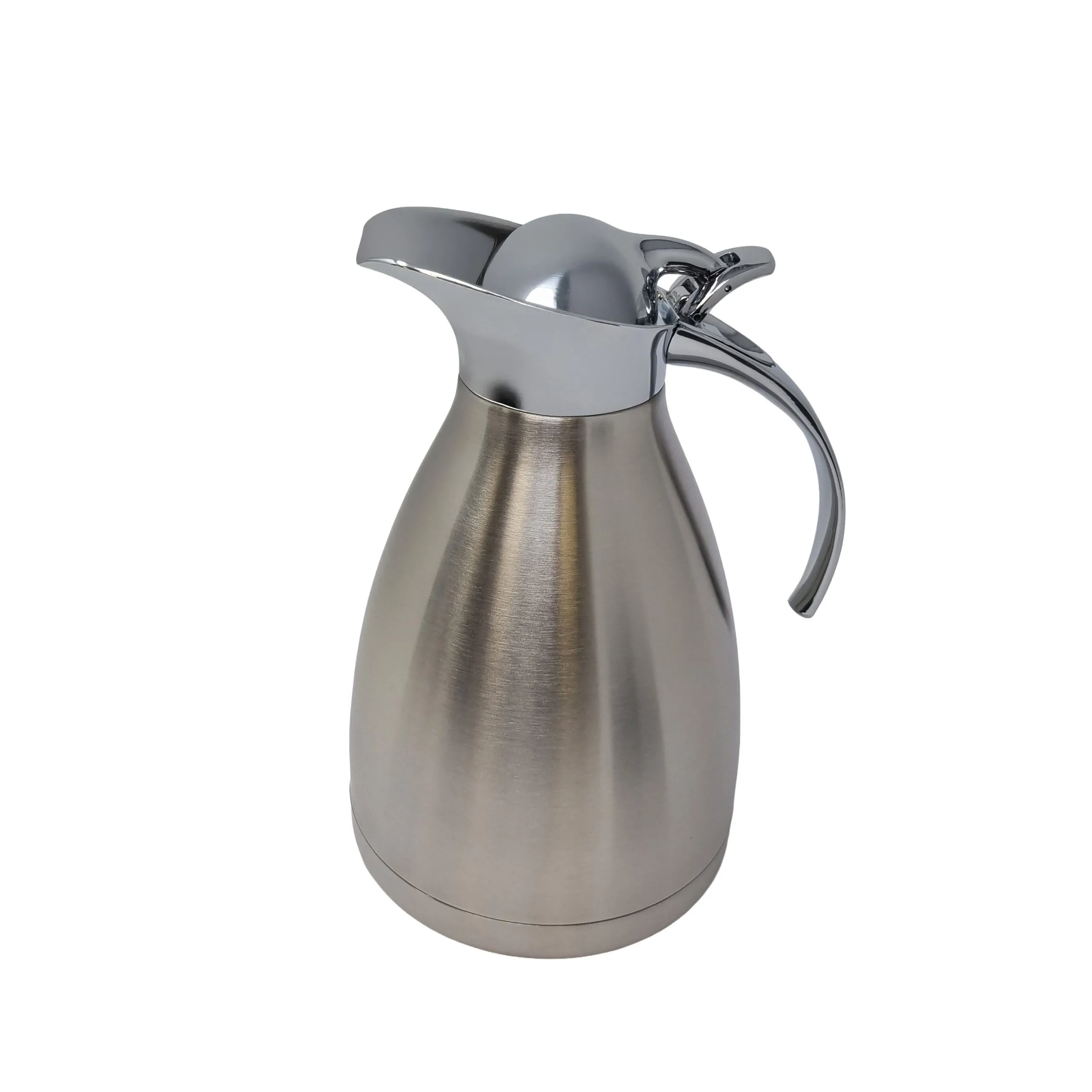 Vakuum Isolierkanne Edelstahl satiniert – 1L Heiß 24h & Kaffeekanne
