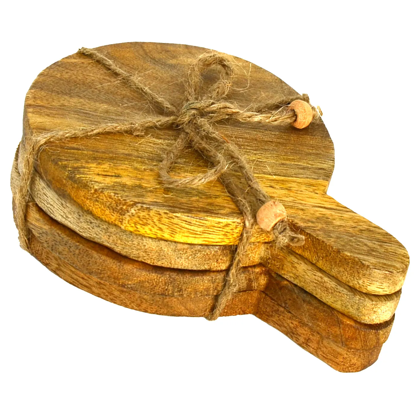 Untersetzer Mangoholz  4er Set rund Glasuntersetzer