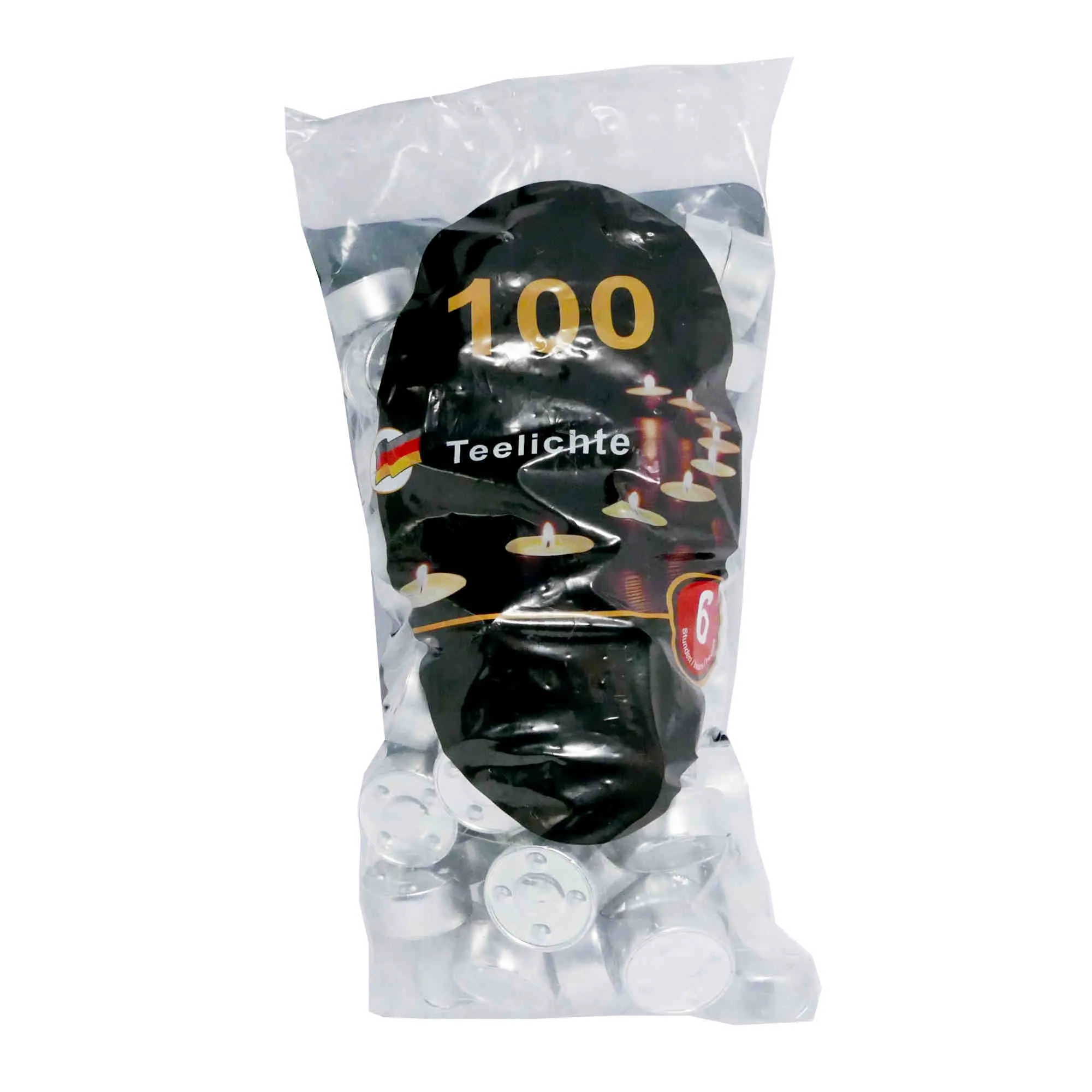 100 Teelichte mit Hülle 6 Stunden Brenndauer weiss