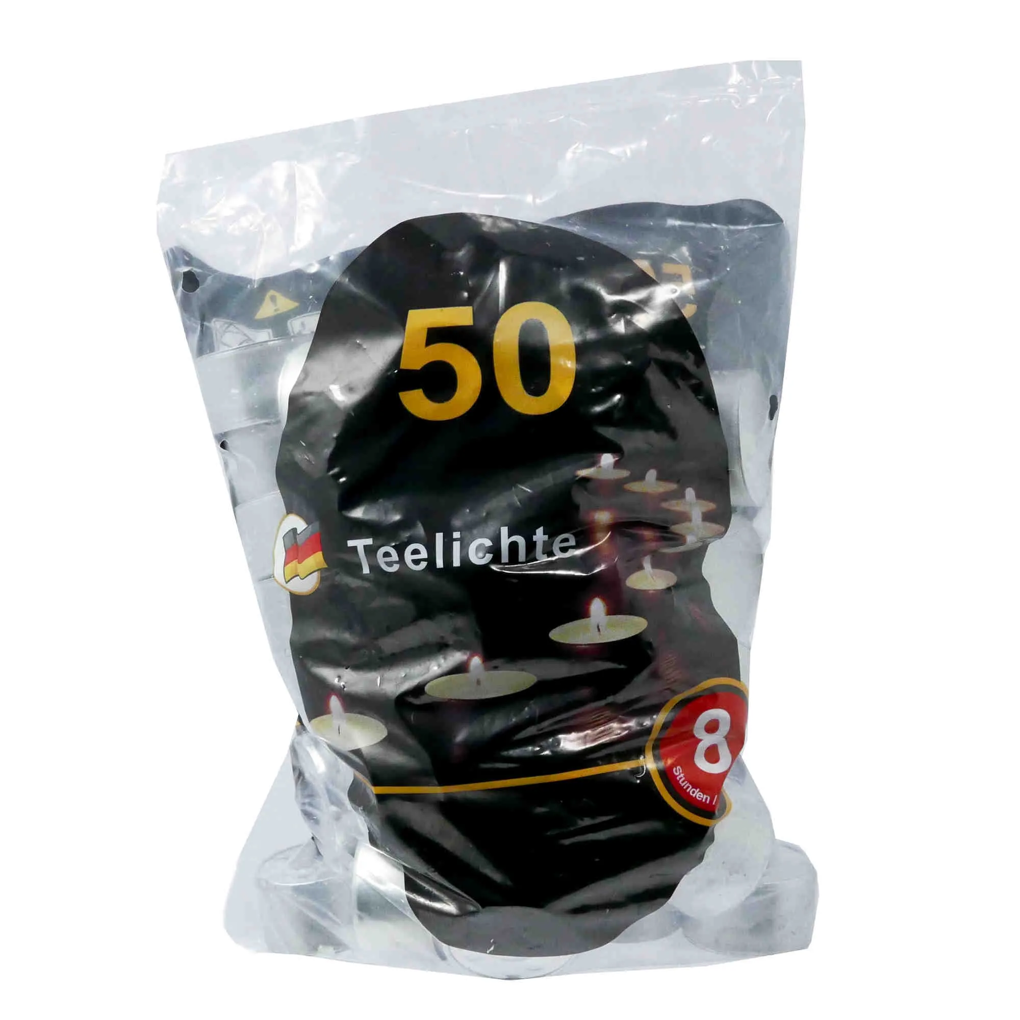 50 Teelichte mit Hülle 8 Stunden Brenndauer weiss