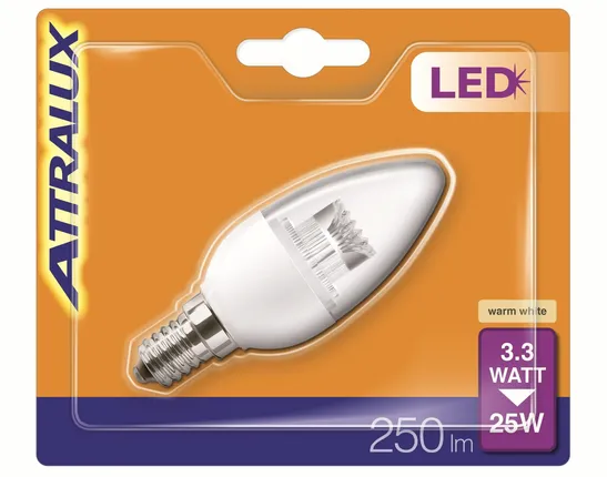 10 x LED leuchtmittel Kerze 3,2W E14 Gewinde warmweiß 2700 Kelvin 250 Lume wie 25W