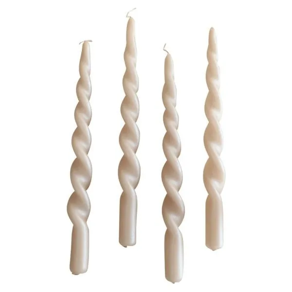 Specktrum Stabkerzen Pearl Mittig Gedreht White (4-teilig)