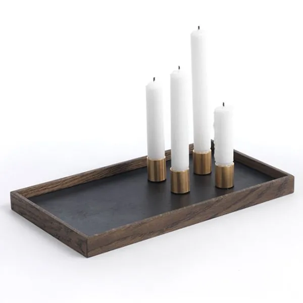The Oak Men Kerzentablett Dunkle Eiche Messing