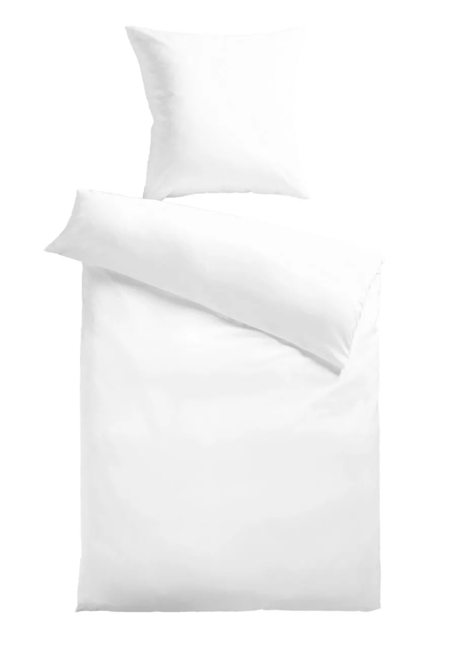 Baumwoll-Satin Bettwäsche Uni 80 x 80 + 155 x 200 cm, Farbe weiss