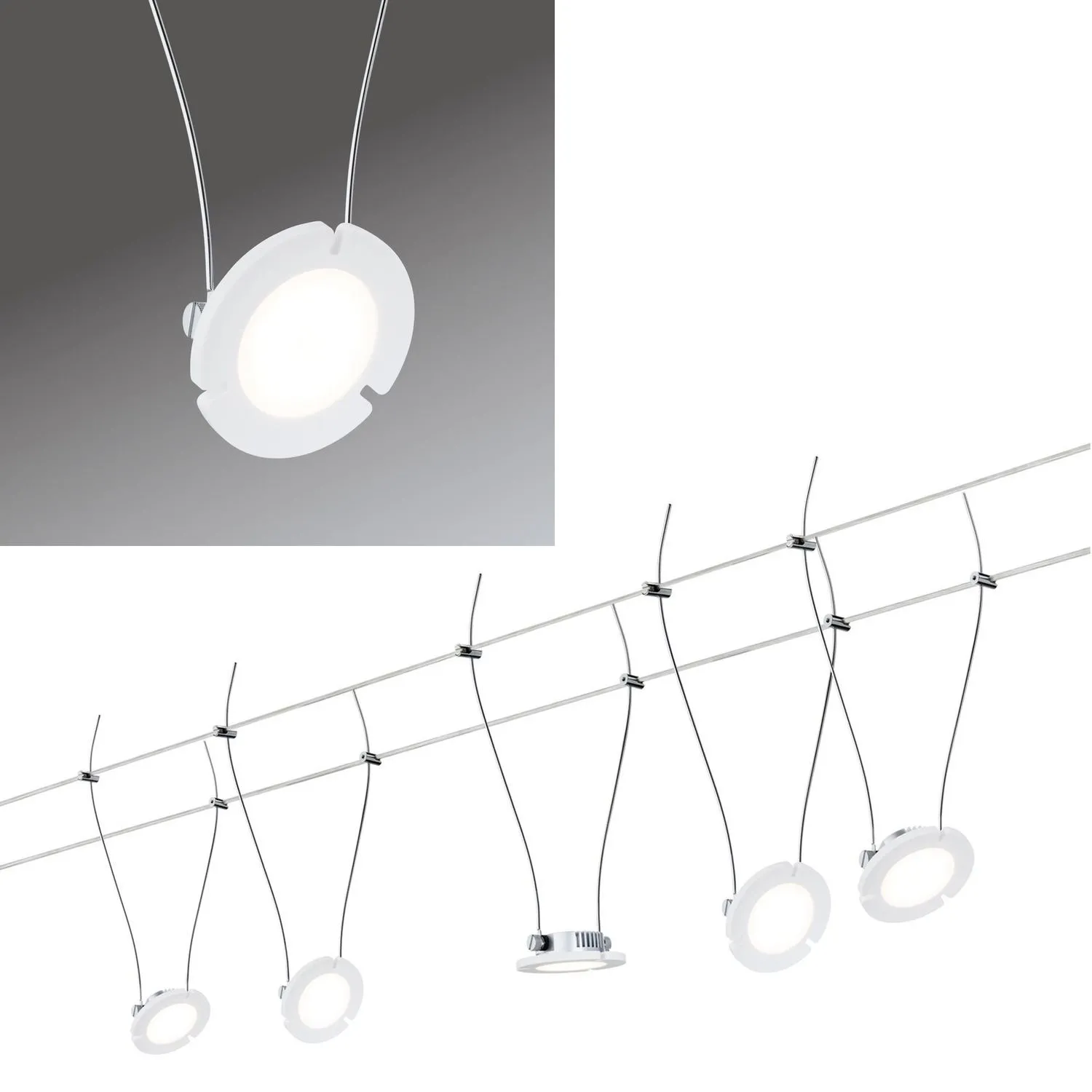 Paulmann Wire Systems DC Set DaisyLED 5x4W Chrom matt 230V/12V DC 30VA Metall