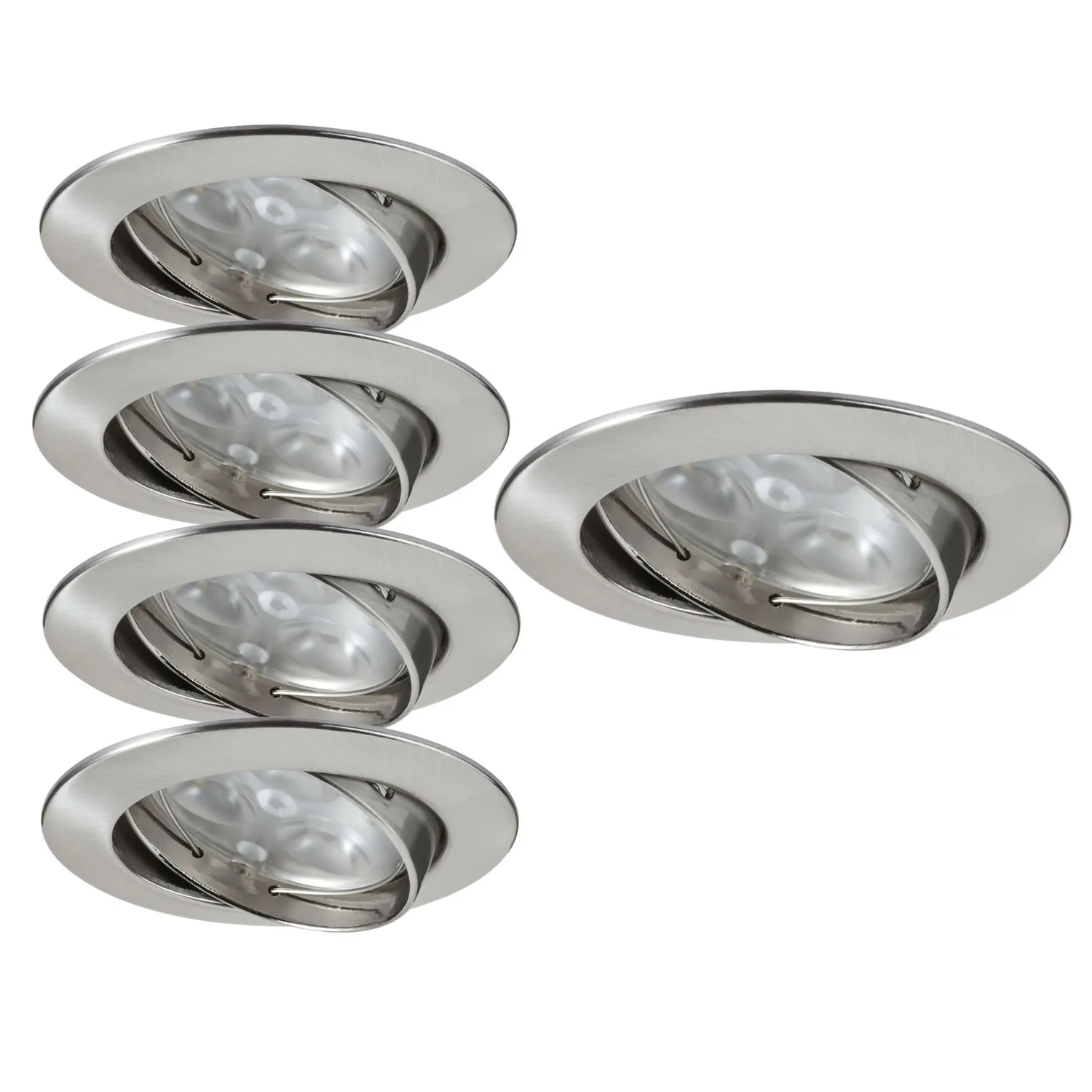 Paulmann Premium Einbauleuchten Set Power Flood LED 5x3W 15VA 230V 83mm Eisen gebürstet/Alu Zink
