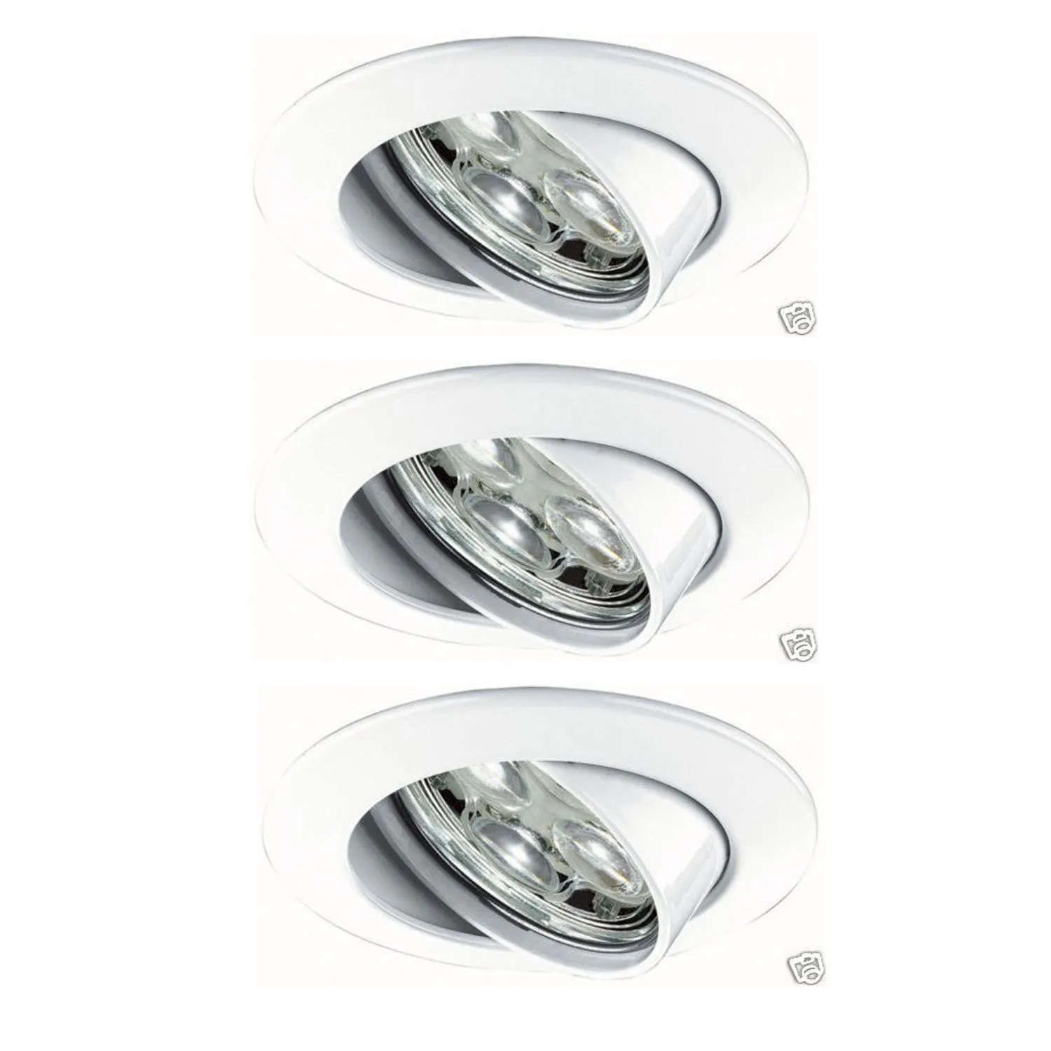 Premium EBL Set Power Flood LED 3x3W 10VA 230V 83mm Weiß/Alu Zink